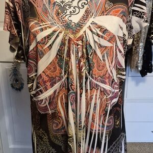 Unity World Wear Vibrant Paisley V Neck Embellished Top